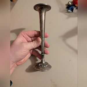 Antique Leonard Silver Plated Trumpet Vase Made In Italy